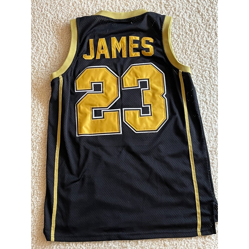 Headgear Classis LeBron James Irish H.S. Black & Gold Basketball Jersey Adult S